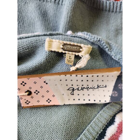 Gimmicks Striped Fringe Hooded Oversize Short Sleeve Boho Knit Sweater Sz Large - Picture 7 of 7